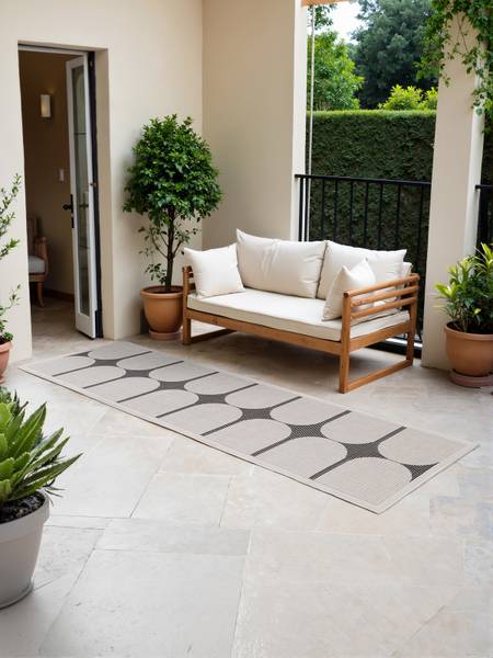 Loper Duet type A polypropeen - zwart/wit - 80 x 250 cm