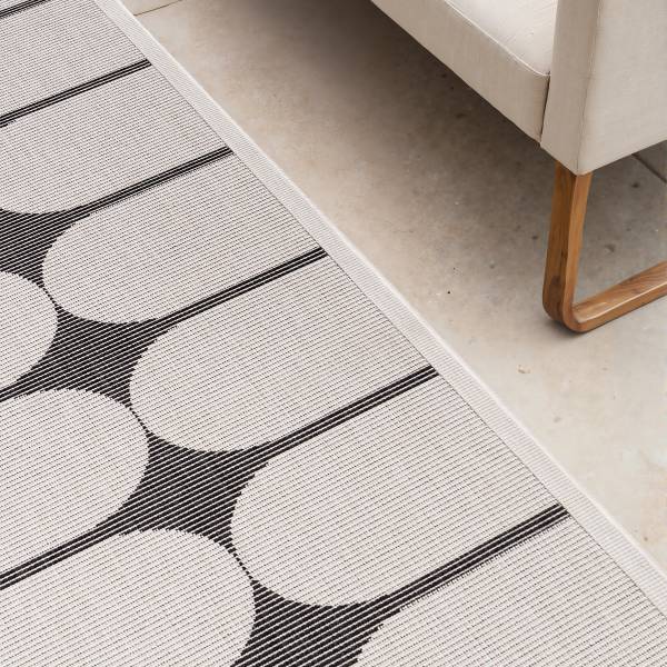 Loper Duet type A polypropeen - zwart/wit - 80 x 250 cm