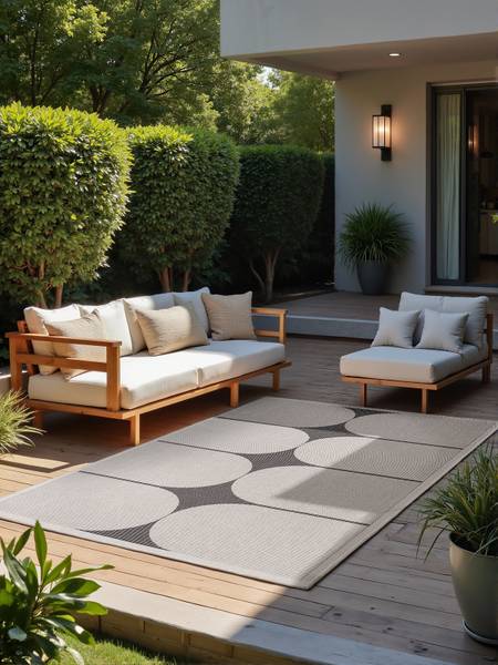 Tappeto da esterno Duet A Polipropilene - Nero / Bianco - 160 x 230 cm