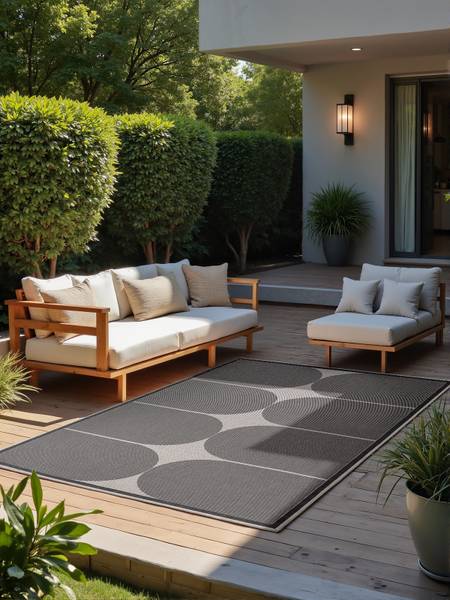 Tappeto da esterno Duet A Polipropilene - Nero / Bianco - 160 x 230 cm