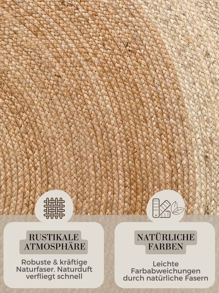 Juteteppich Looma rund Jute - Hellbraun / Creme - Durchmesser: 160 cm