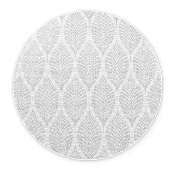 Tappeto da esterno Duet B rotondo Polipropilene - Bianco / Grigio - Diametro: 160 cm
