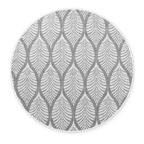 Tappeto da esterno Duet B rotondo Polipropilene - Bianco / Grigio - Diametro: 160 cm