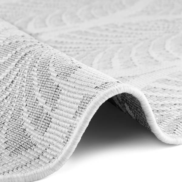 Tappeto da esterno Duet B rotondo Polipropilene - Bianco / Grigio - Diametro: 160 cm