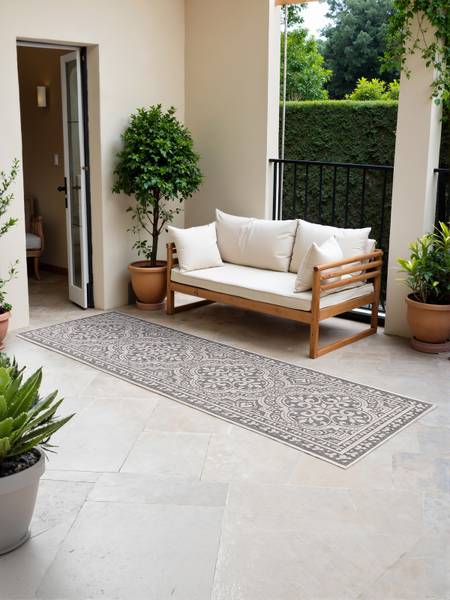 Passatoia Duet D Polipropilene - Bianco / Grigio - 80 x 250 cm