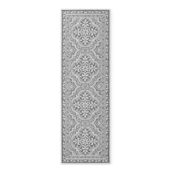 Passatoia Duet D Polipropilene - Bianco / Grigio - 80 x 250 cm