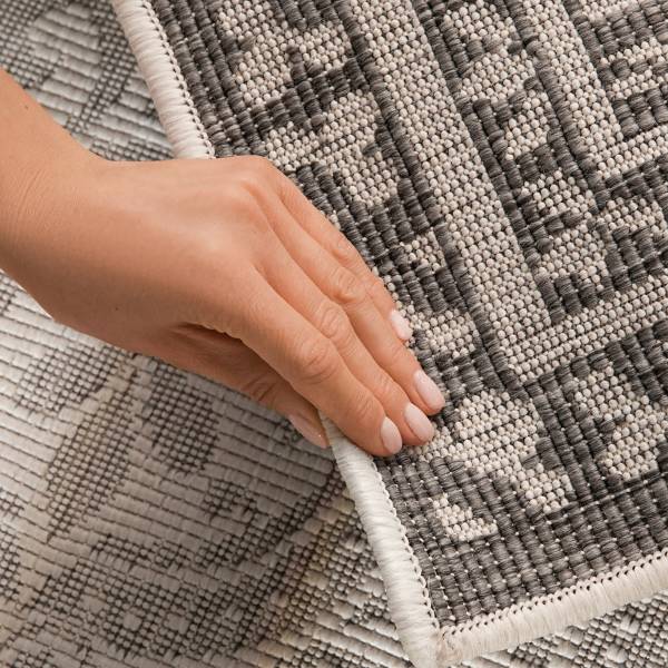 Passatoia Duet D Polipropilene - Bianco / Grigio - 80 x 250 cm