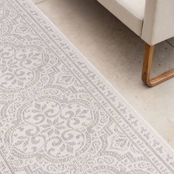 Passatoia Duet D Polipropilene - Bianco / Grigio - 80 x 250 cm