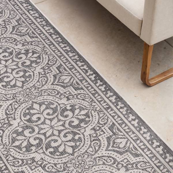 Passatoia Duet D Polipropilene - Bianco / Grigio - 80 x 250 cm