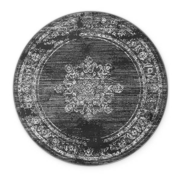 Tapis rond à poils courts Gloria -Type B Polypropylène / Jute - Gris - Diamètre : 160 cm