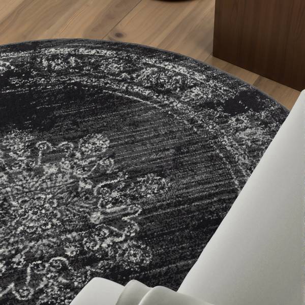 Tapis rond à poils courts Gloria -Type B Polypropylène / Jute - Gris - Diamètre : 160 cm