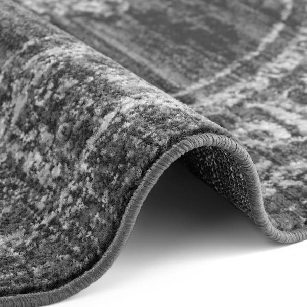 Tapis rond à poils courts Gloria -Type B Polypropylène / Jute - Gris - Diamètre : 160 cm