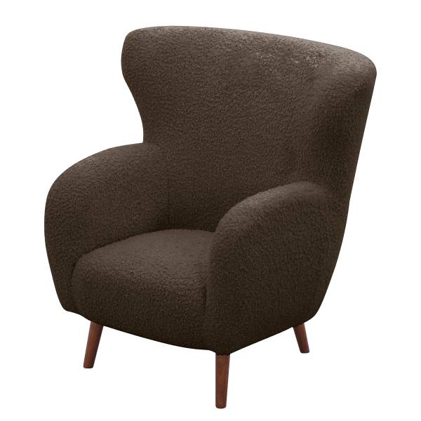 Sessel MASNI mit Hocker Teddystoff Ciela: Braungrau