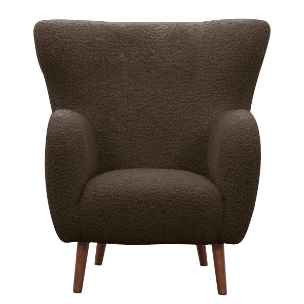 Sessel MASNI mit Hocker Teddystoff Ciela: Braungrau
