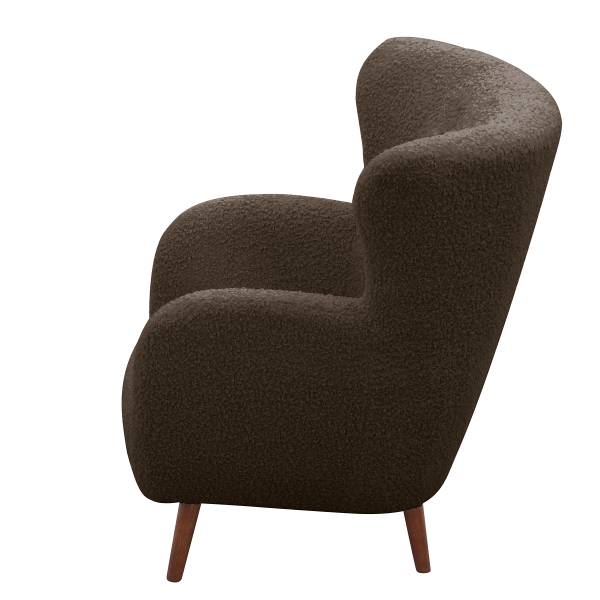 Sessel MASNI mit Hocker Teddystoff Ciela: Braungrau