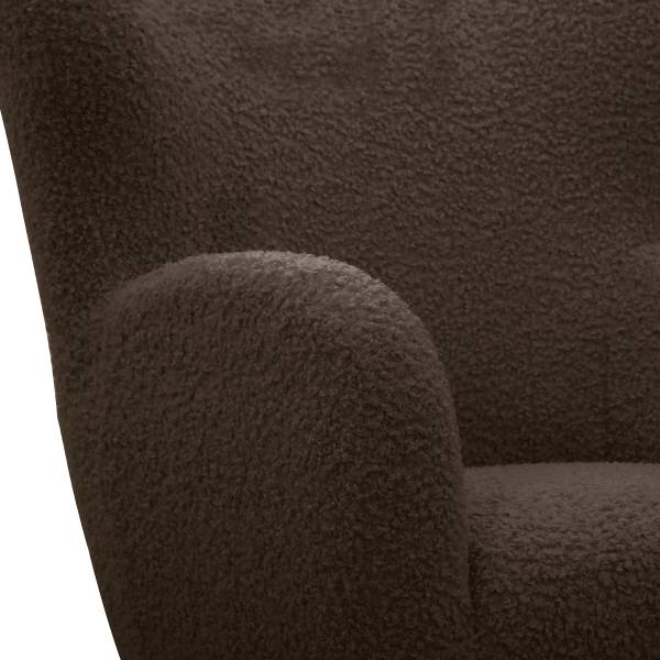 Sessel MASNI mit Hocker Teddystoff Ciela: Braungrau