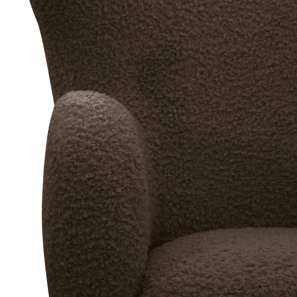 Sessel MASNI mit Hocker Teddystoff Ciela: Braungrau