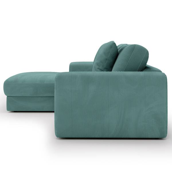 Hoekbank Taleri met chaise longue Corduroy Zuri: Azur - chaise longue vooraanzicht links