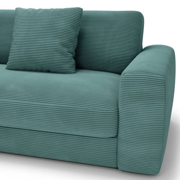 Hoekbank Taleri met chaise longue Corduroy Zuri: Azur - chaise longue vooraanzicht links