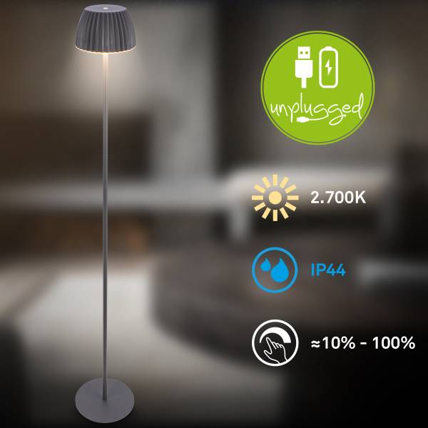 LED-Stehleuchte Riffle Aluminium - Grau