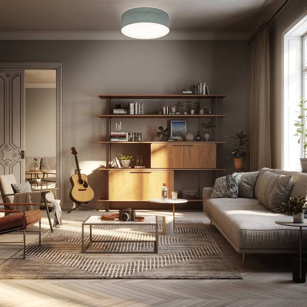 Deckenleuchte Paaho Aluminium / Strukturstoff - Grau