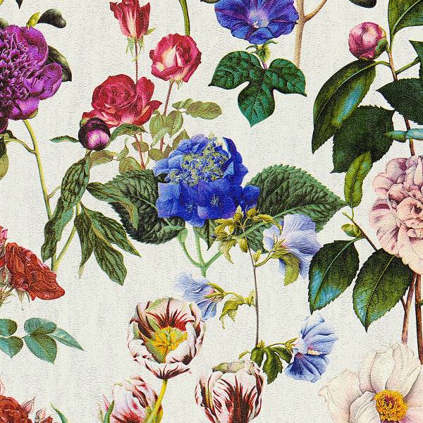 Carta da parati wow Fiori Tessuto non tessuto - Bianco / Giallo - preincollata