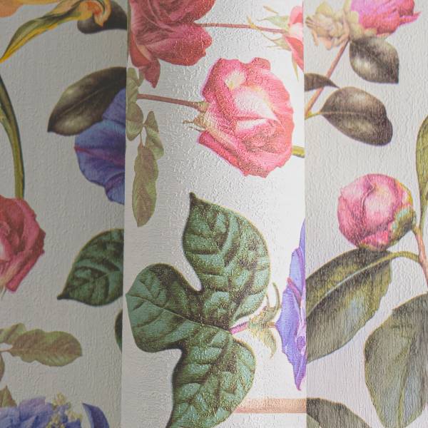 Carta da parati wow Fiori Tessuto non tessuto - Bianco / Giallo - preincollata