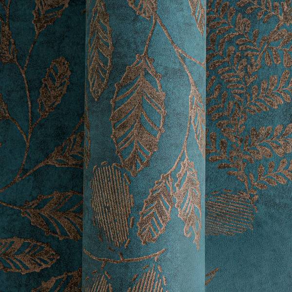 Carta da parati wow Floreale Tessuto non tessuto - Blu / Marrone / Metalizzato - preincollata