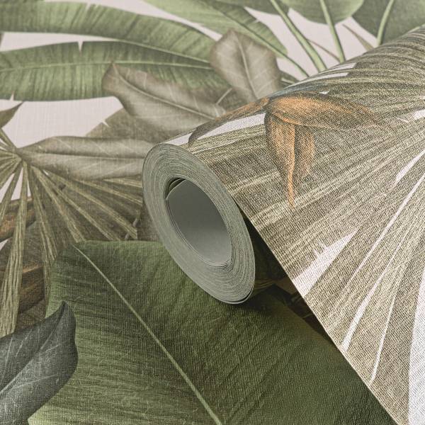 Fotomurale wow Giungla Tessuto non tessuto - Verde / Bianco - preincollata