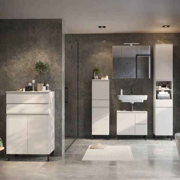 Badset Salinas 5-teilig Spiegelschrank B Inklusive Beleuchtung - Kaschmir