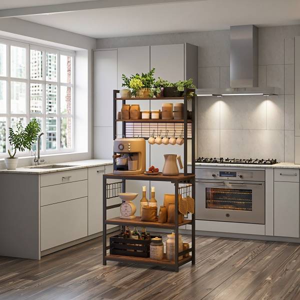 Scaffale da cucina Jamban 80 cm A Marrone vintage