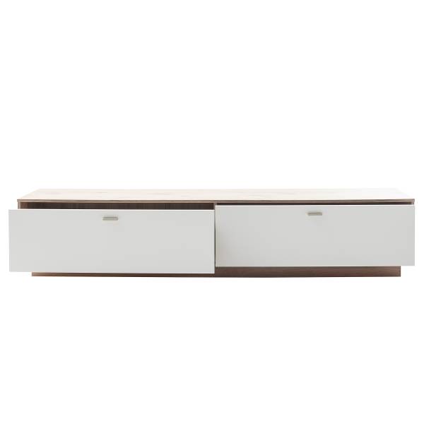 TV-Lowboard Ghortha Weiß / Eiche Viking Dekor