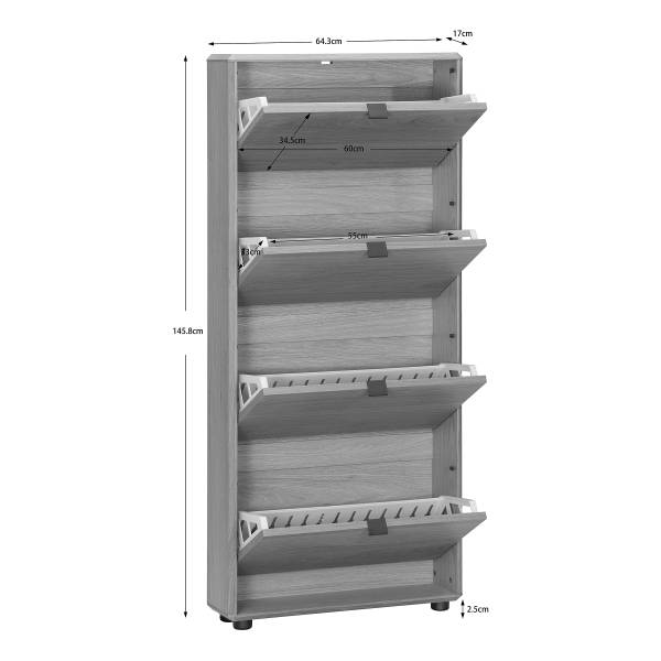 Mobile scarpiera Guabay Noce - Altezza: 146 cm