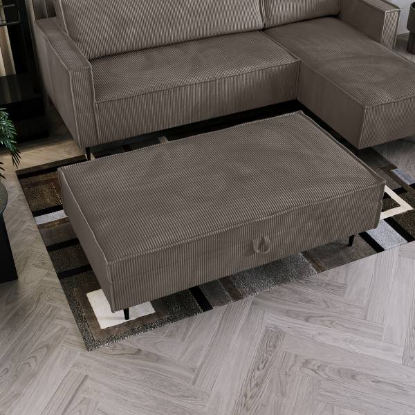 Poggiapiedi con contenitore Ainke Velluto a coste Zuri: mocca