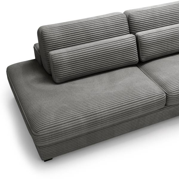 Divano angolare LORNE con penisola Velluto a coste Tila: grigio acciaio - Penisola preimpostata a destra