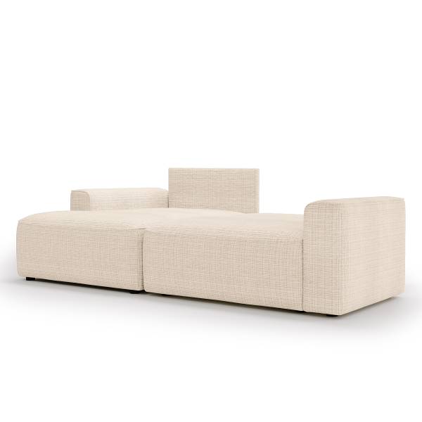 Divano letto angolare Chuwo Ciniglia Cristy: crema - Longchair preimpostata a sinistra