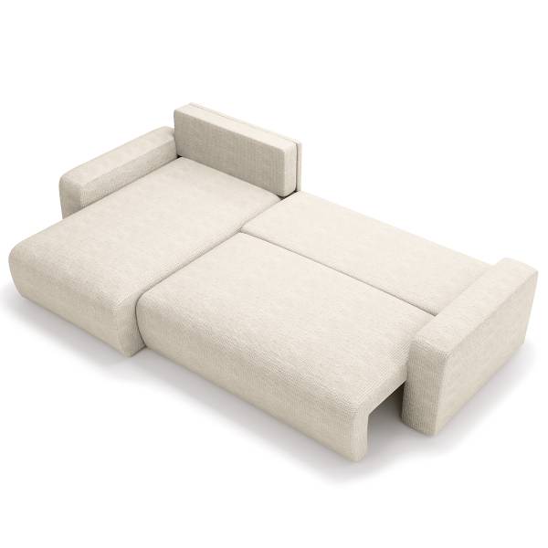 Canapé d’angle convertible BOONAH Tissu Arta: Balnc-gris