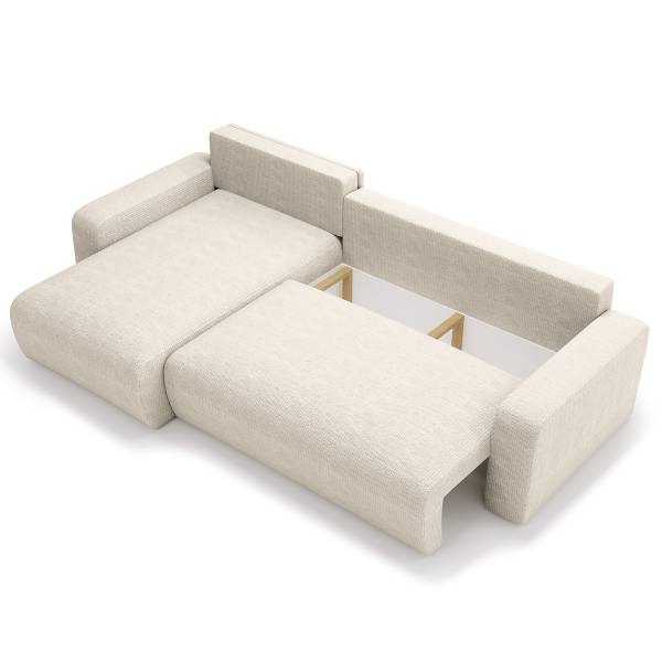 Canapé d’angle convertible BOONAH Tissu Arta: Balnc-gris
