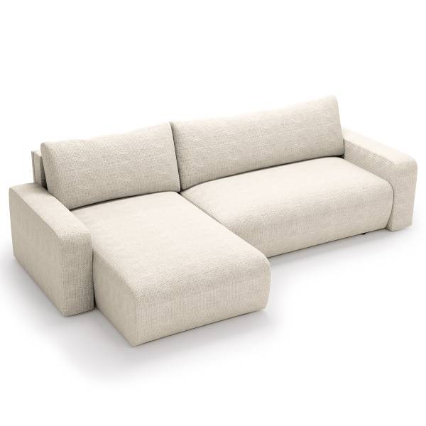 Canapé d’angle convertible BOONAH Tissu Arta: Balnc-gris
