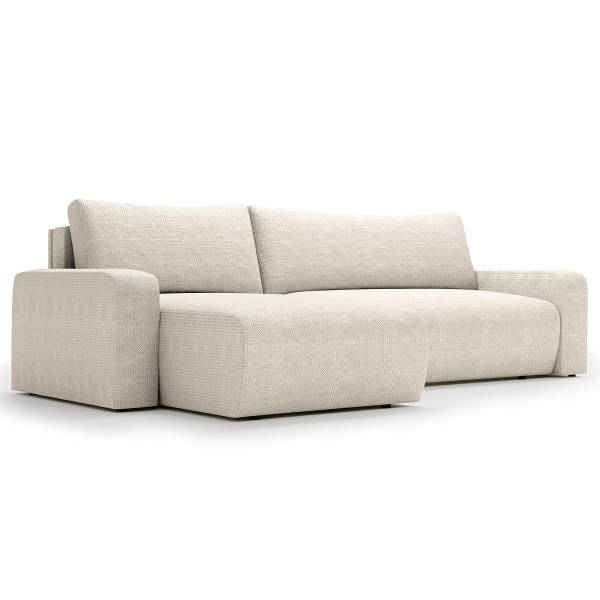Canapé d’angle convertible BOONAH Tissu Arta: Balnc-gris