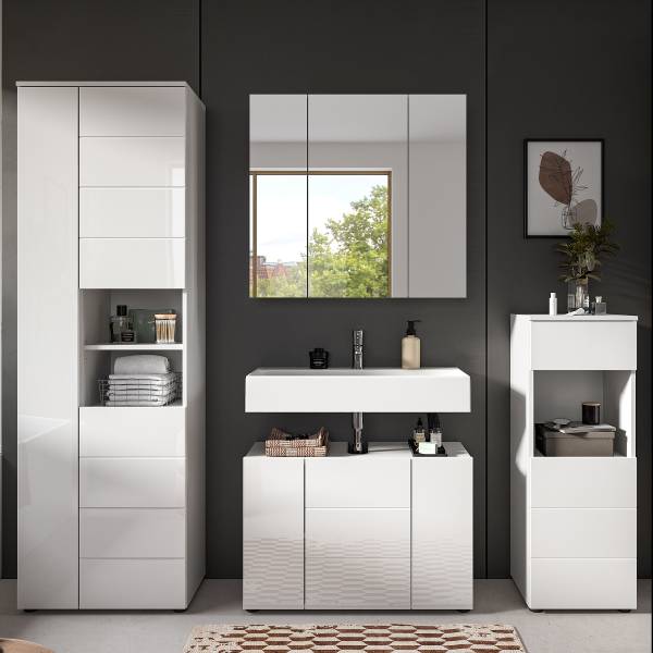 Badkamerset Nylum 4-delig combi B hoogglans wit/wit