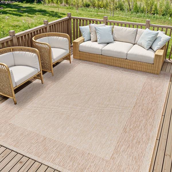 Outdoorteppich Melilla Polypropylen - Creme / Beige - 160 x 213 cm