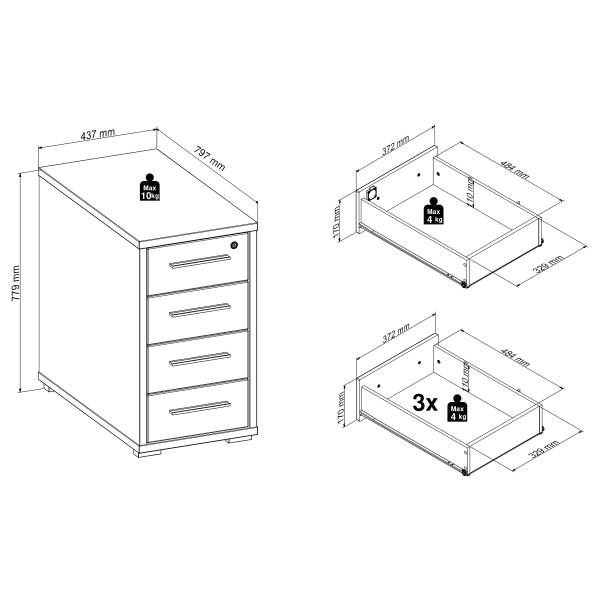 Cassettiera Sukra Effetto quercia