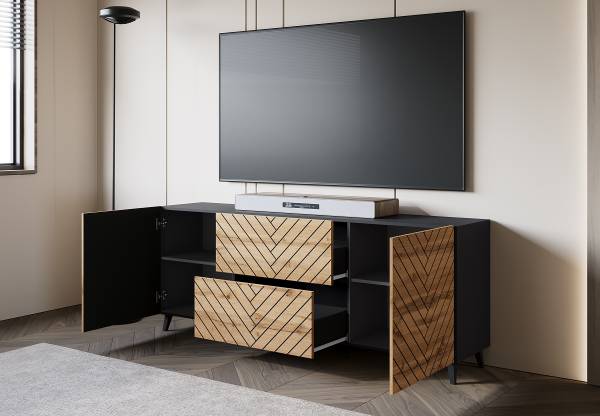 TV-Lowboard Orrock - 181 cm Wotaneiche Dekor