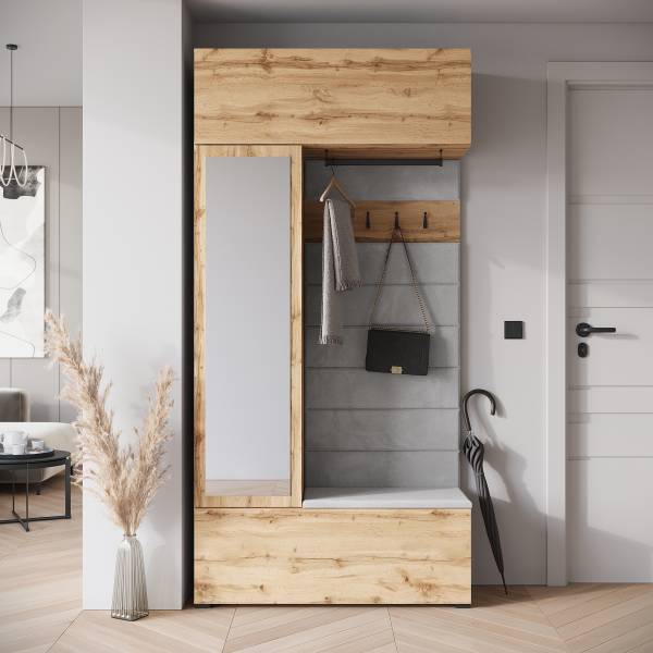 Kompaktgarderobe Mansard Wotaneiche Dekor
