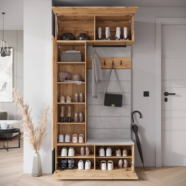Kompaktgarderobe Mansard Wotaneiche Dekor
