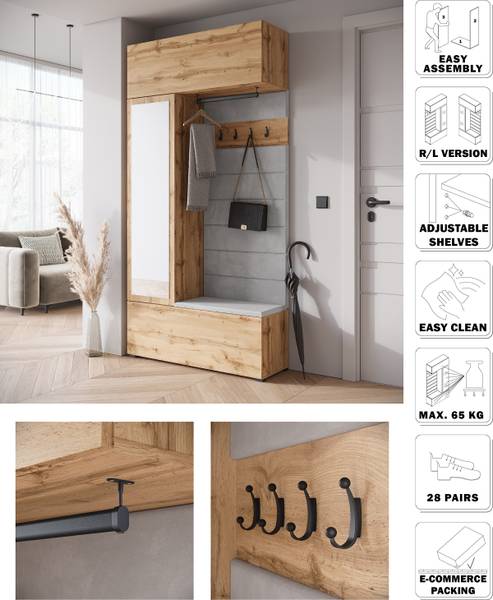 Kompaktgarderobe Mansard Wotaneiche Dekor