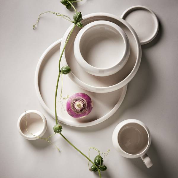 Set di 4 piatti piani BOOGY Grès - Crema