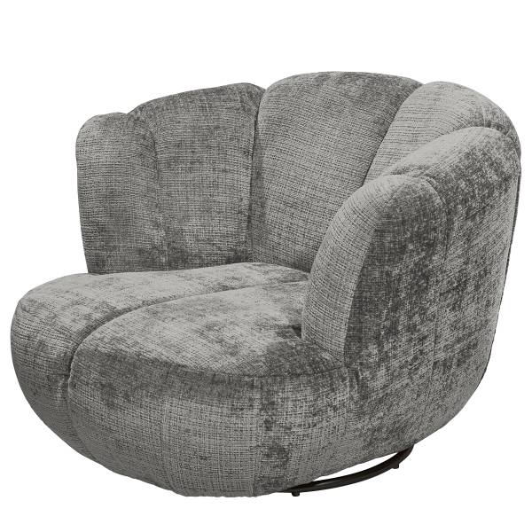 Poltrona girevole NEDLANDS Ciniglia Cristy: grigio - Altezza del sedile: 38 cm