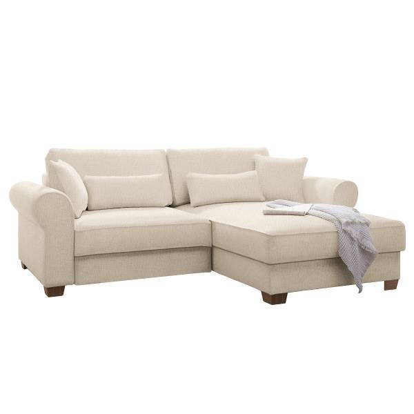 Canapé d’angle convertible Baragup Tissu chenille Edisa: Blanc laine